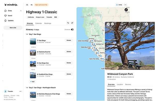 My California Trip Planner screenshot
